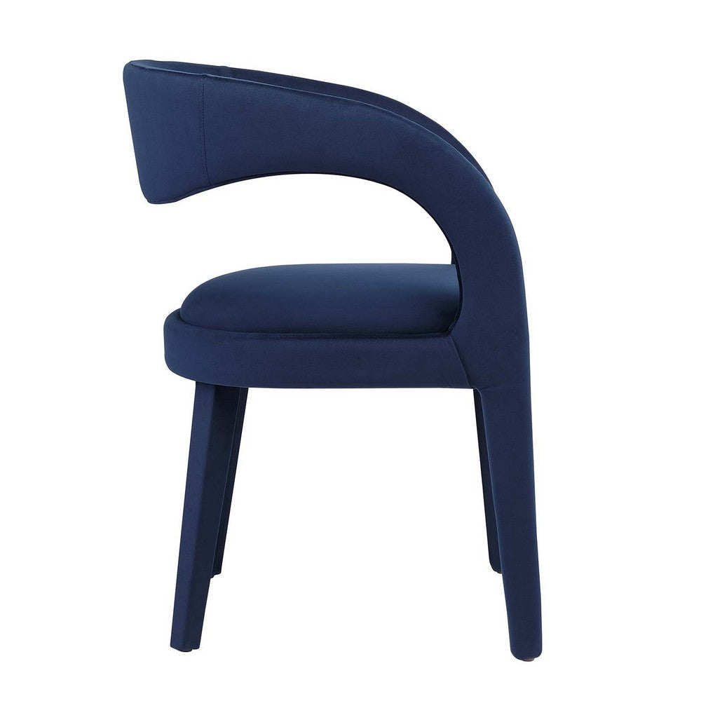 Modway EEI-6563-MID Pinnacle Performance Velvet Dining Chair Set of Two Midnight Blue MDY-EEI-6563-MID