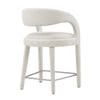 Modway EEI-6565-IVO-SLV Pinnacle Boucle Upholstered Counter Stool Set of Two Ivory Silver MDY-EEI-6565-IVO-SLV