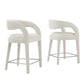 Modway EEI-6565-IVO-SLV Pinnacle Boucle Upholstered Counter Stool Set of Two, Ivory Silver