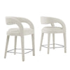 Modway EEI-6565-IVO-SLV Pinnacle Boucle Upholstered Counter Stool Set of Two, Ivory Silver