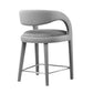 Modway EEI-6566-GRY-SLV Pinnacle Performance Velvet Counter Stool Set of Two Gray Silver MDY-EEI-6566-GRY-SLV