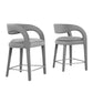 Modway EEI-6566-GRY-SLV Pinnacle Performance Velvet Counter Stool Set of Two, Gray Silver