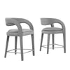 Modway EEI-6566-GRY-SLV Pinnacle Performance Velvet Counter Stool Set of Two, Gray Silver