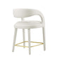 Modway EEI-6566-IVO-GLD Pinnacle Performance Velvet Counter Stool Set of Two Ivory Gold MDY-EEI-6566-IVO-GLD