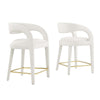 Modway EEI-6566-IVO-GLD Pinnacle Performance Velvet Counter Stool Set of Two, Ivory Gold