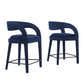 Modway EEI-6566-MID-BLK Pinnacle Performance Velvet Counter Stool Set of Two, Midnight Black