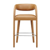 Modway EEI-6567-TAN-SLV Pinnacle Vegan Leather Bar Stool Set of Two Tan Silver MDY-EEI-6567-TAN-SLV