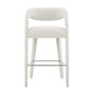 Modway EEI-6568-IVO-SLV Pinnacle Boucle Upholstered Bar Stool Set of Two Ivory Silver MDY-EEI-6568-IVO-SLV