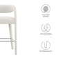 Modway EEI-6568-IVO-SLV Pinnacle Boucle Upholstered Bar Stool Set of Two Ivory Silver MDY-EEI-6568-IVO-SLV