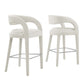 Modway EEI-6568-IVO-SLV Pinnacle Boucle Upholstered Bar Stool Set of Two, Ivory Silver