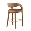 Modway EEI-6569-BRN-GLD Pinnacle Performance Velvet Bar Stool Set of Two Brown Gold MDY-EEI-6569-BRN-GLD