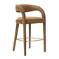 Modway EEI-6569-BRN-GLD Pinnacle Performance Velvet Bar Stool Set of Two Brown Gold MDY-EEI-6569-BRN-GLD