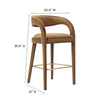 Modway EEI-6569-BRN-GLD Pinnacle Performance Velvet Bar Stool Set of Two Brown Gold MDY-EEI-6569-BRN-GLD