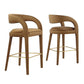 Modway EEI-6569-BRN-GLD Pinnacle Performance Velvet Bar Stool Set of Two, Brown Gold