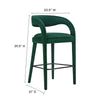 Modway EEI-6569-GRN-BLK Pinnacle Performance Velvet Bar Stool Set of Two Green Black MDY-EEI-6569-GRN-BLK