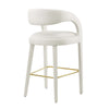 Modway EEI-6569-IVO-GLD Pinnacle Performance Velvet Bar Stool Set of Two Ivory Gold MDY-EEI-6569-IVO-GLD