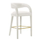 Modway EEI-6569-IVO-GLD Pinnacle Performance Velvet Bar Stool Set of Two Ivory Gold MDY-EEI-6569-IVO-GLD