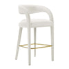 Modway EEI-6569-IVO-GLD Pinnacle Performance Velvet Bar Stool Set of Two Ivory Gold MDY-EEI-6569-IVO-GLD