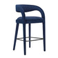 Modway EEI-6569-MID-BLK Pinnacle Performance Velvet Bar Stool Set of Two Midnight Black MDY-EEI-6569-MID-BLK