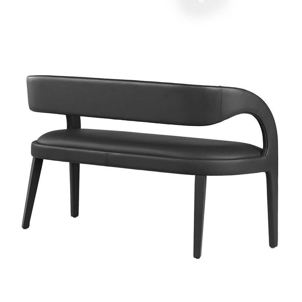 Modway Pinnacle Vegan Leather Accent Bench in Black MDY-EEI-6570-BLK