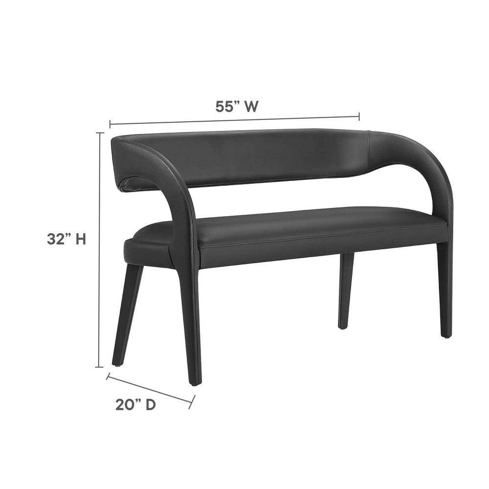 Modway Pinnacle Vegan Leather Accent Bench in Black MDY-EEI-6570-BLK