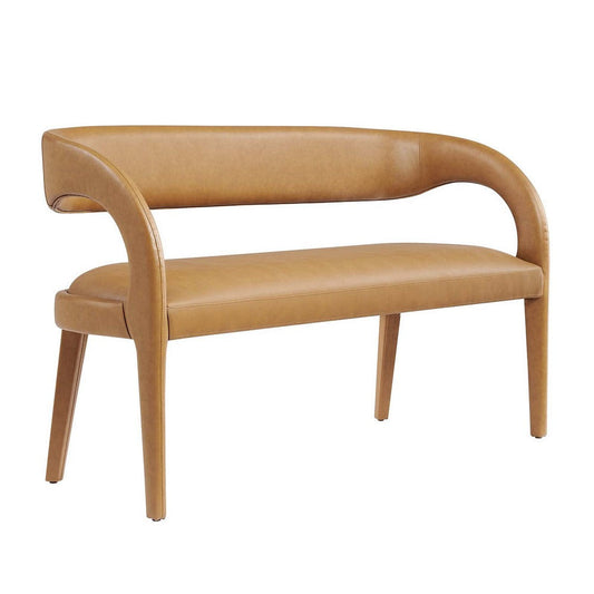 Modway Pinnacle Vegan Leather Accent Bench in Tan