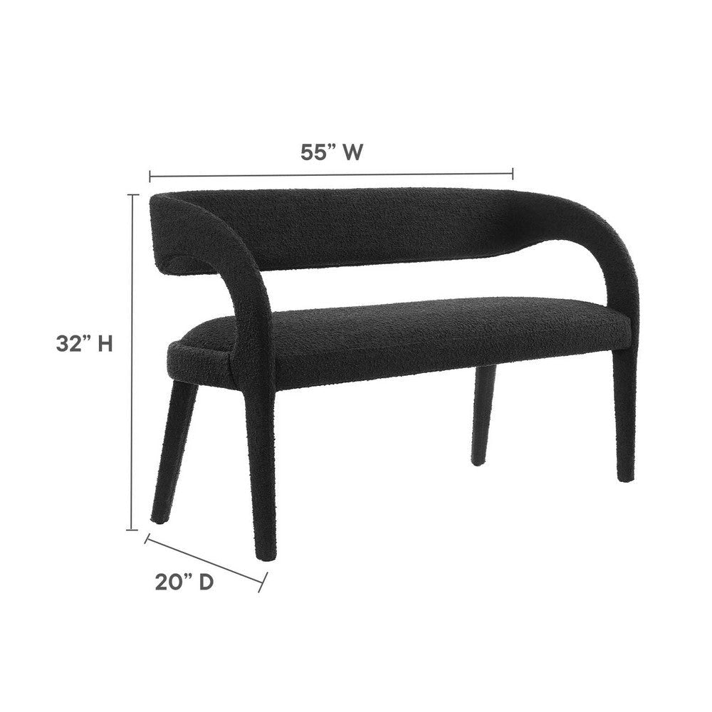 Modway Pinnacle Boucle Fabric Accent Bench in Black MDY-EEI-6571-BLK