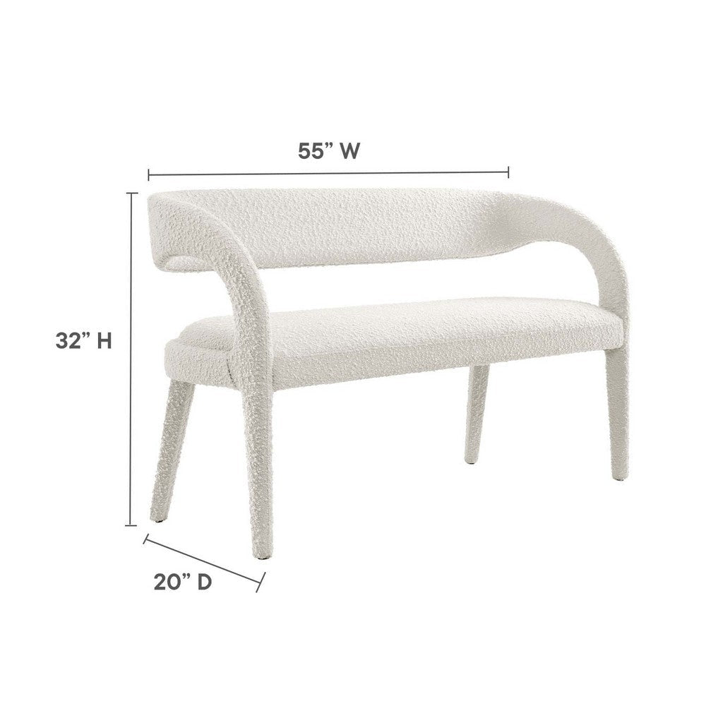 Modway Pinnacle Boucle Fabric Accent Bench in Ivory MDY-EEI-6571-IVO