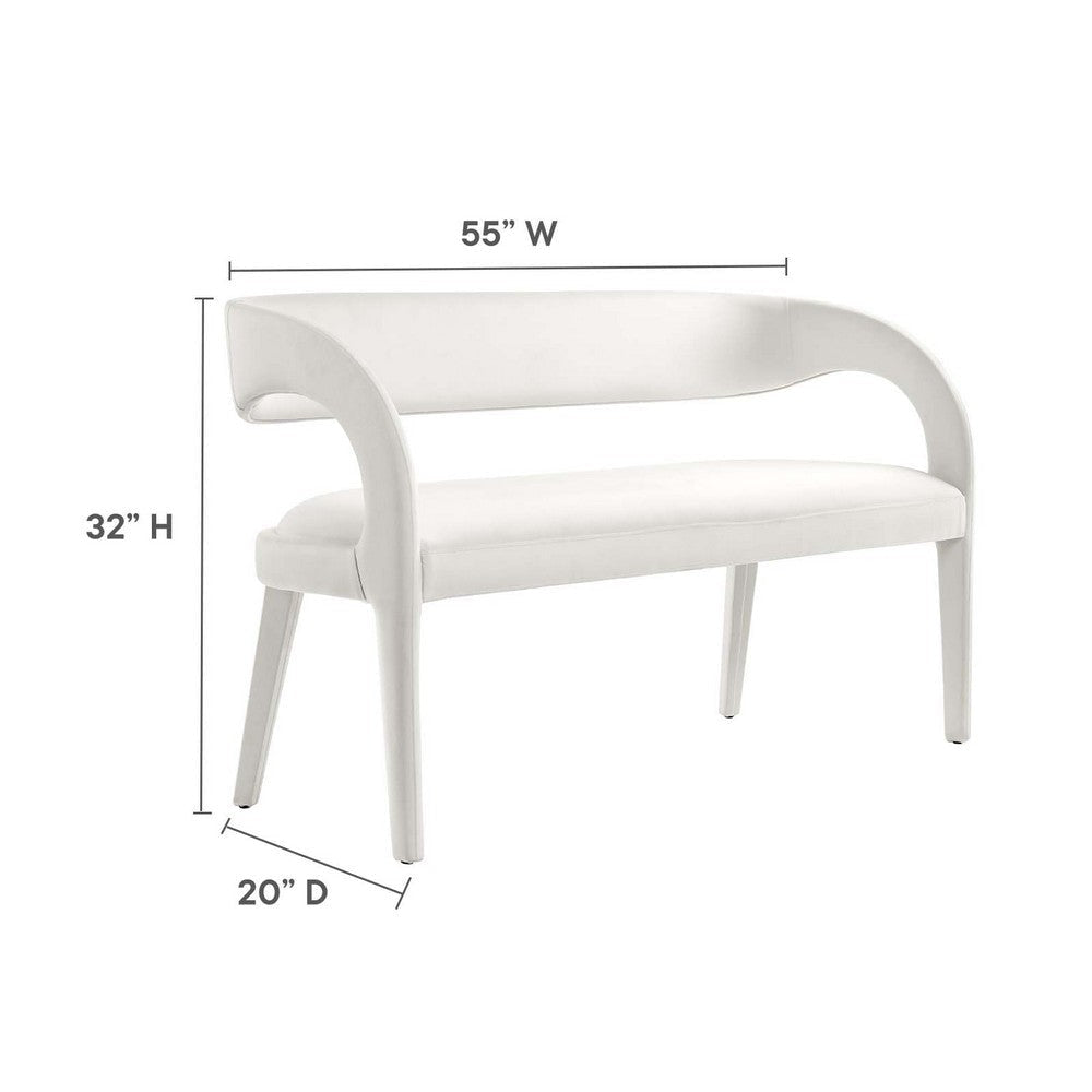 Modway Pinnacle Performance Velvet Accent Bench in Ivory MDY-EEI-6572-IVO