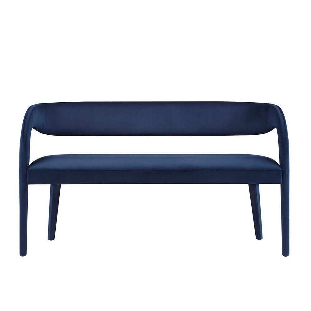 Pinnacle Performance Velvet Accent Bench in Midnight Blue MDY-EEI-6572-MID