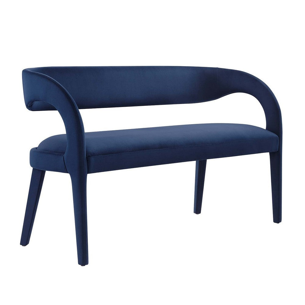 Pinnacle Performance Velvet Accent Bench in Midnight Blue