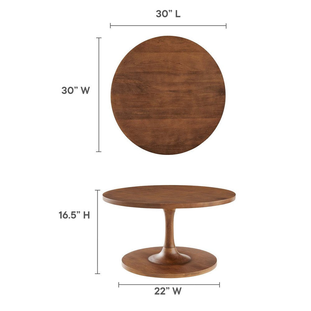 Modway Lina Round Wood Coffee Table in Walnut MDY-EEI-6574-WAL