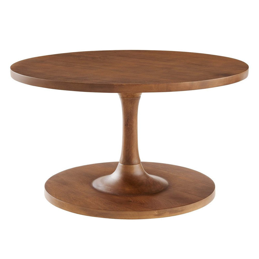 Modway Lina Round Wood Coffee Table in Walnut