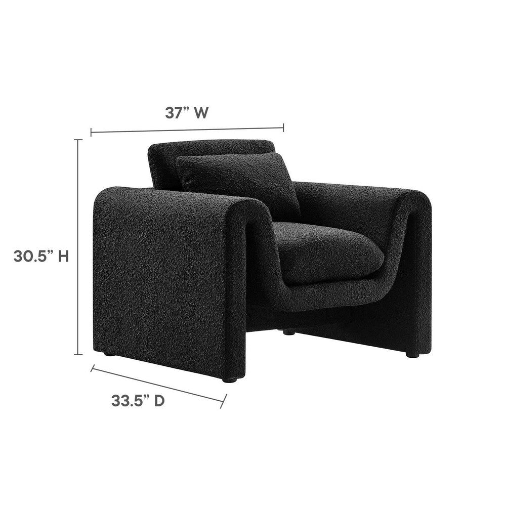 Waverly Boucle Upholstered Armchair - No Shipping Charges MDY-EEI-6575-BLK