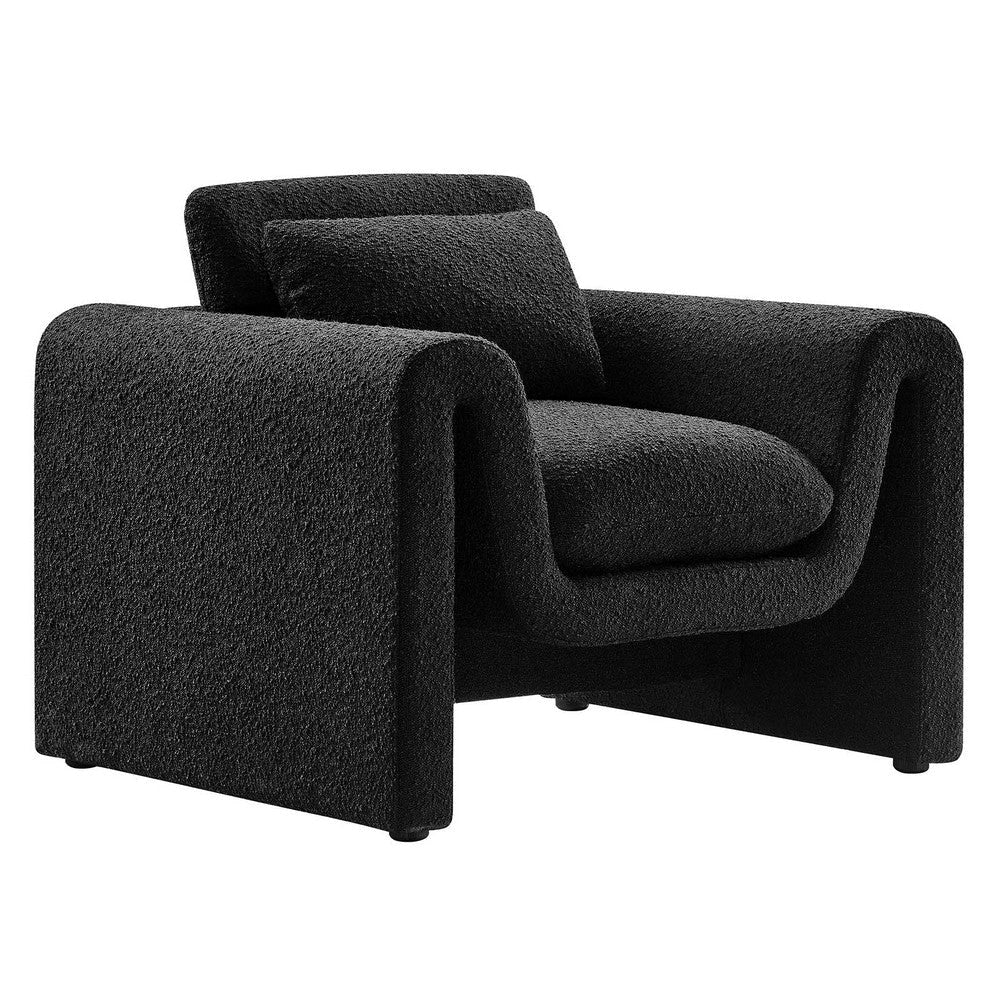 Waverly Boucle Upholstered Armchair - No Shipping Charges MDY-EEI-6575-BLK