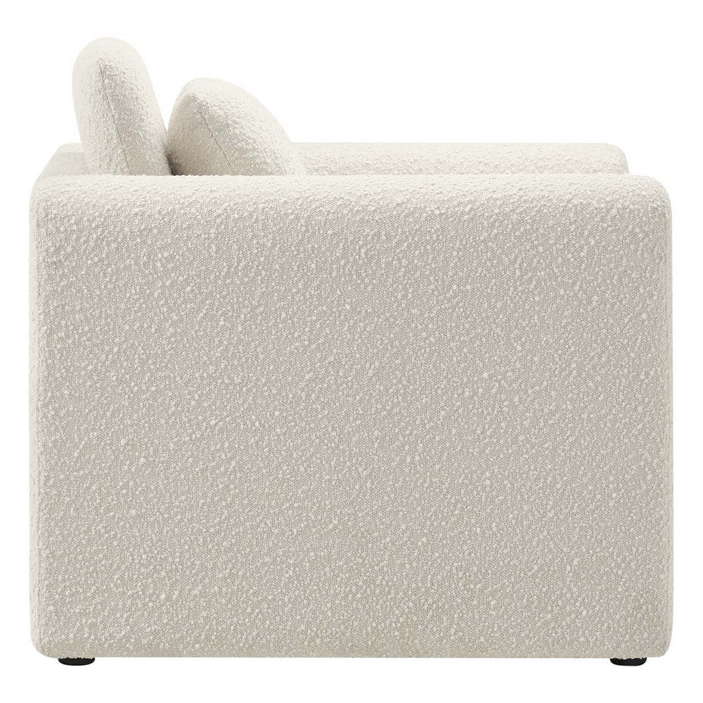 Modway Waverly Boucle Fabric Living Room Accent Armchair in Ivory-Unique Wavy Design MDY-EEI-6575-IVO