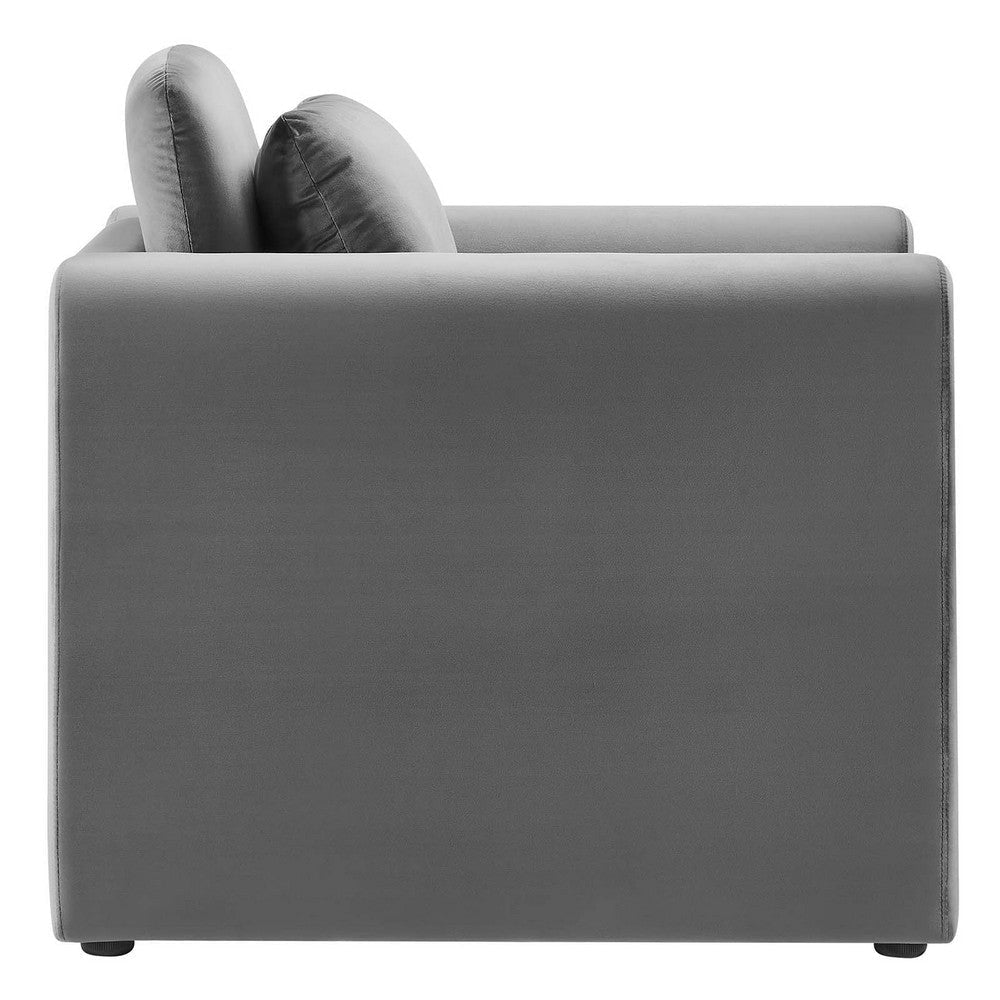 Waverly Performance Velvet Armchair - No Shipping Charges MDY-EEI-6576-BRN