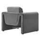 Modway Waverly Performance Velvet Living Room Accent Armchair in Gray-Unique Wavy Design Stain-Resistant Upholstery MDY-EEI-6576-GRY