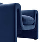 Modway Waverly Performance Velvet Living Room Accent Armchair in Midnight Blue-Unique Wavy Design Stain-Resistant Upholstery