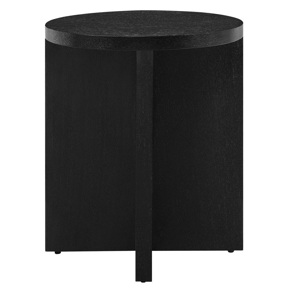 Modway Silas Round Wood Side Sofa End Table for Living Room in Black MDY-EEI-6579-BLK