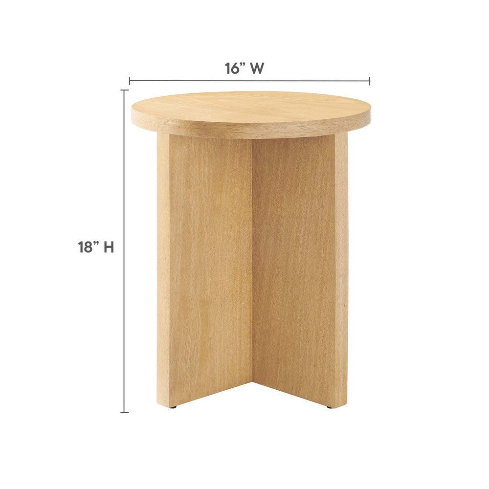 Modway Silas Round Wood Side Sofa End Table for Living Room in Natural MDY-EEI-6579-NAT