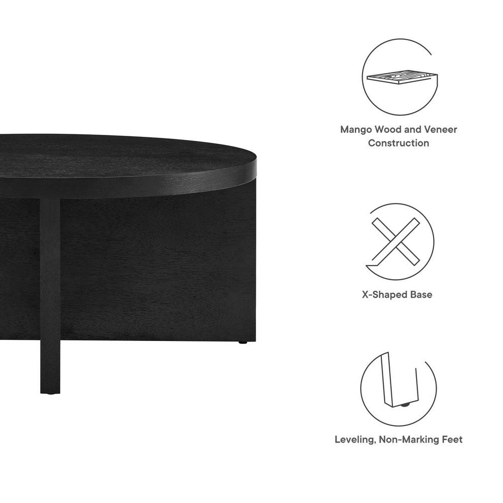 Modway Silas Round Wood Coffee Table for The Living Room in Black MDY-EEI-6580-BLK