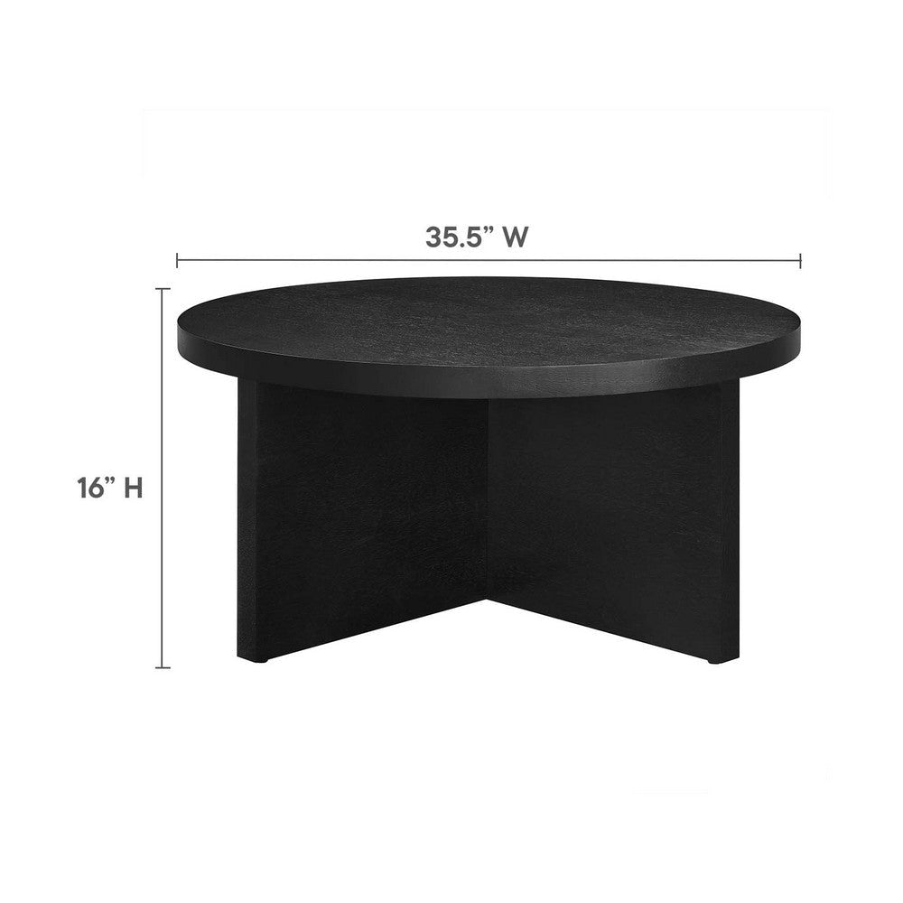 Modway Silas Round Wood Coffee Table for The Living Room in Black MDY-EEI-6580-BLK