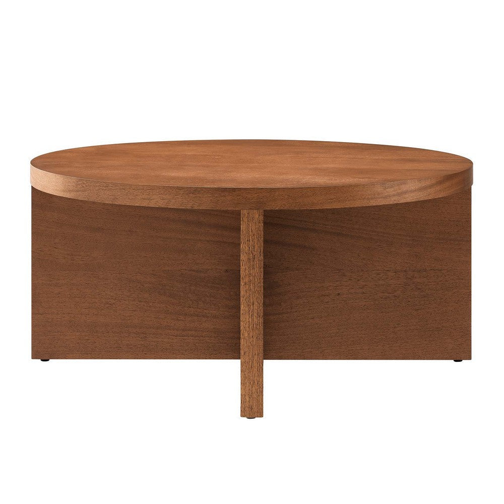 Modway Silas Round Wood Coffee Table for The Living Room in Walnut MDY-EEI-6580-WAL