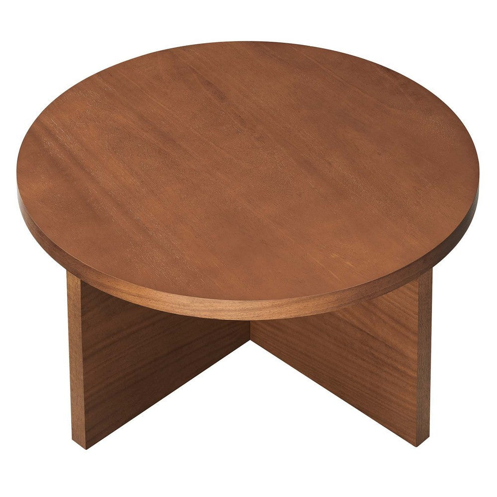 Modway Silas Round Wood Coffee Table for The Living Room in Walnut MDY-EEI-6580-WAL