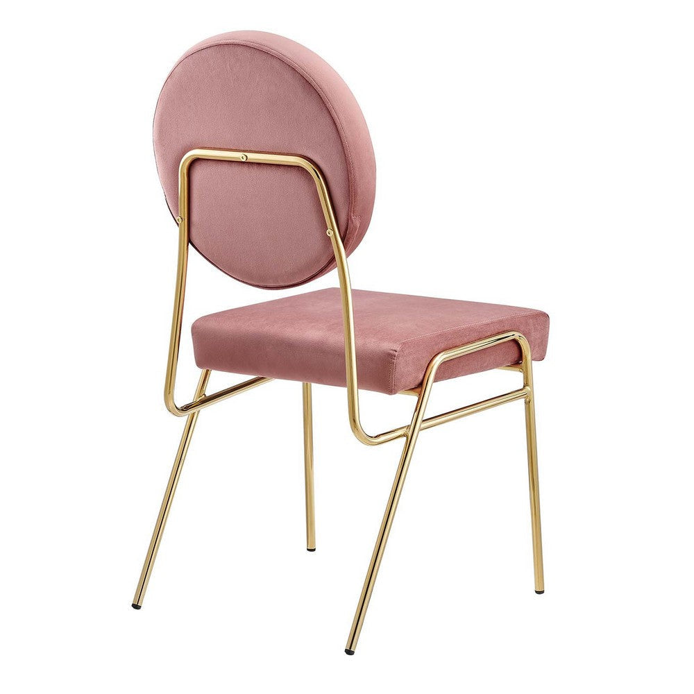 Modway Craft Performance Velvet Upholstered Side Gold Dusty Rose Dining Chairs-Set of 2 MDY-EEI-6581-GLD-DUS