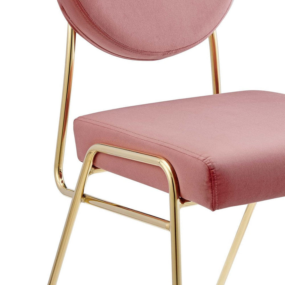 Modway Craft Performance Velvet Upholstered Side Gold Dusty Rose Dining Chairs-Set of 2 MDY-EEI-6581-GLD-DUS