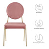 Modway Craft Performance Velvet Upholstered Side Gold Dusty Rose Dining Chairs-Set of 2 MDY-EEI-6581-GLD-DUS