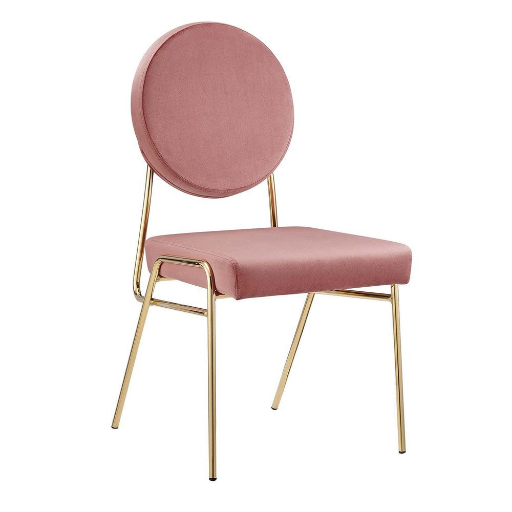 Modway Craft Performance Velvet Upholstered Side Gold Dusty Rose, Dining Chairs-Set of 2