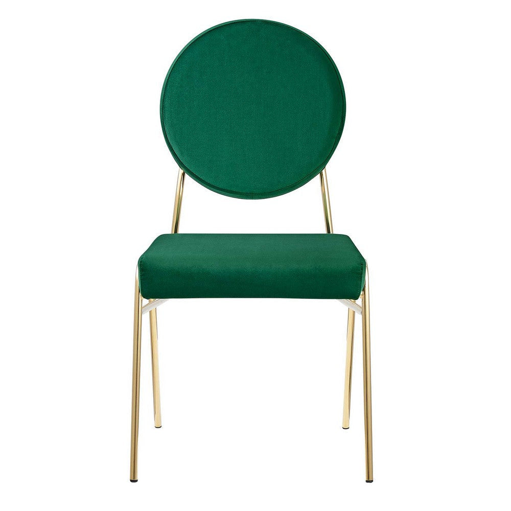 Modway Craft Performance Velvet Upholstered Side Gold Green Dining Chairs-Set of 2 MDY-EEI-6581-GLD-GRN